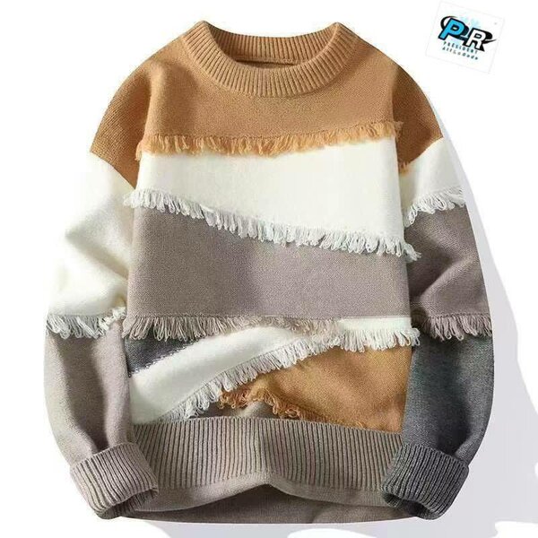 Pull coloré à franges