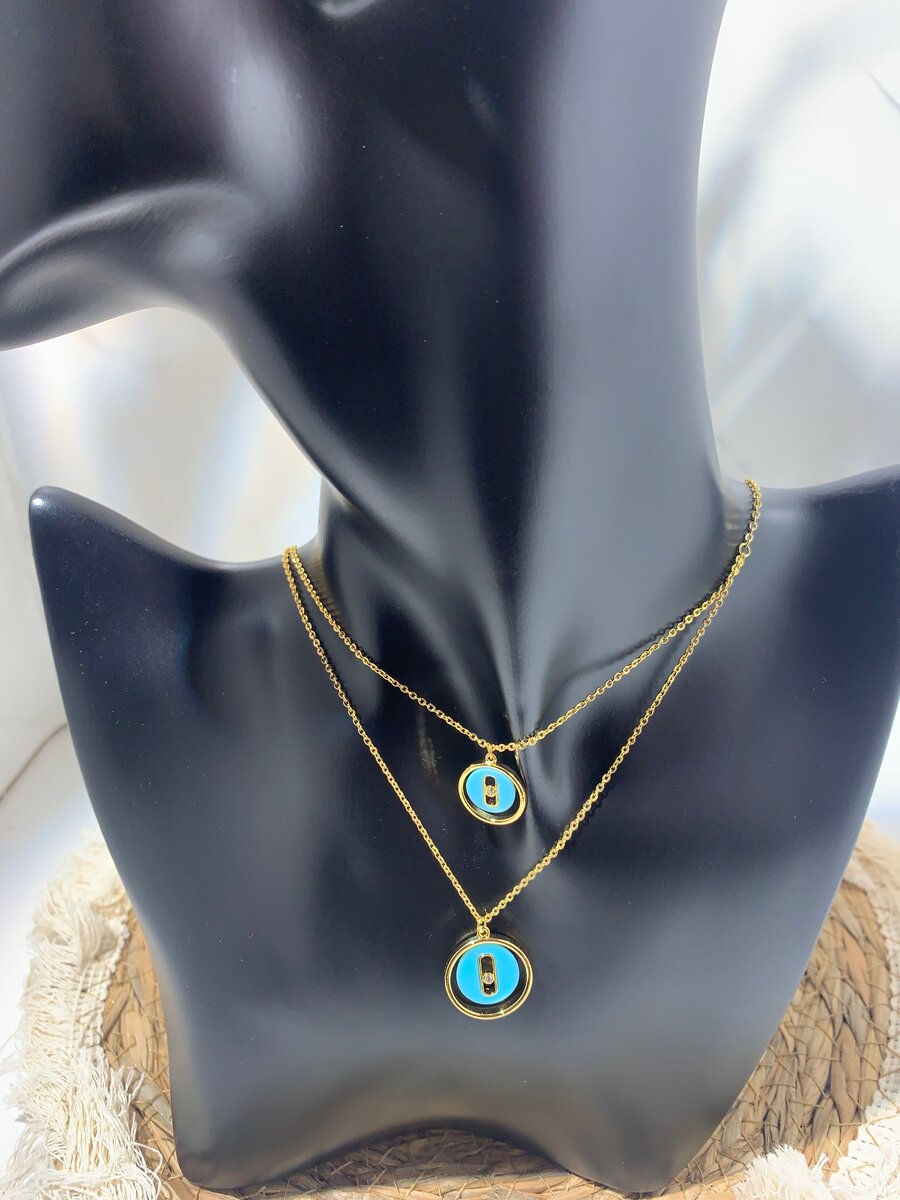 Collier double mauvais oeil doré