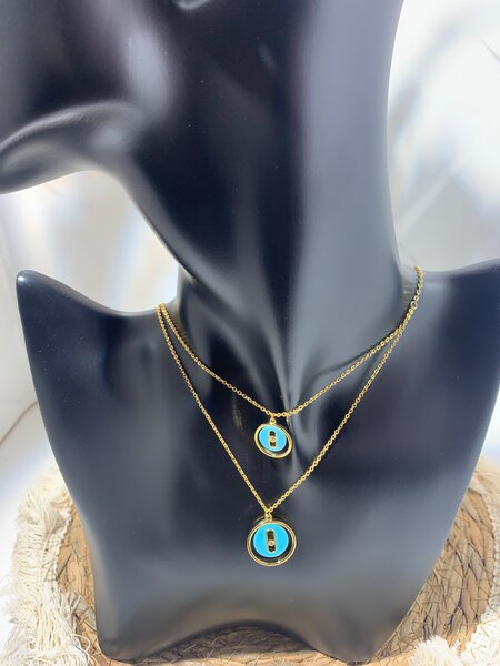 Collier double mauvais oeil doré