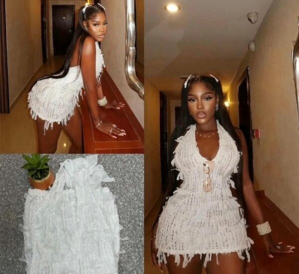 Robe sexy à franges blanches