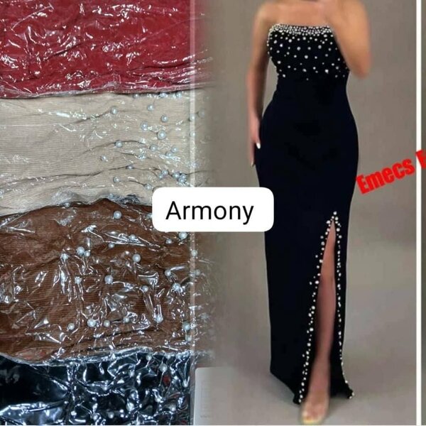 Robe longue élégante perlée