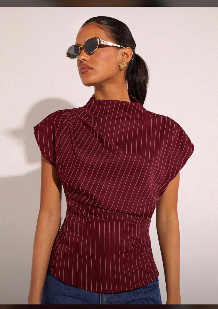 Blouse à rayures bordeaux élégante