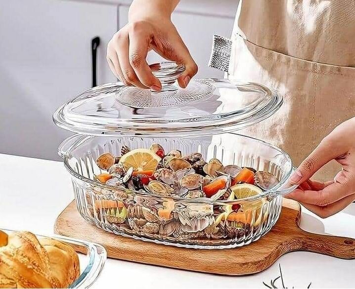 Oval Tempered Glass Casserole