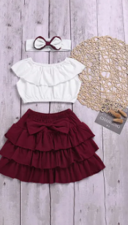 Children's clothing set, skirt and top ( Fabric Lawn)