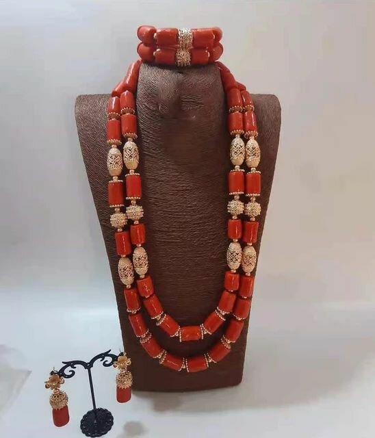 Coral beaded Set