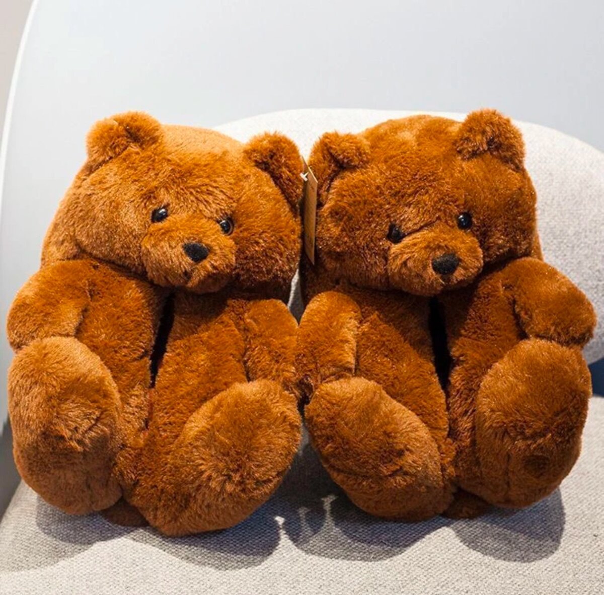 Plush teddy slippers