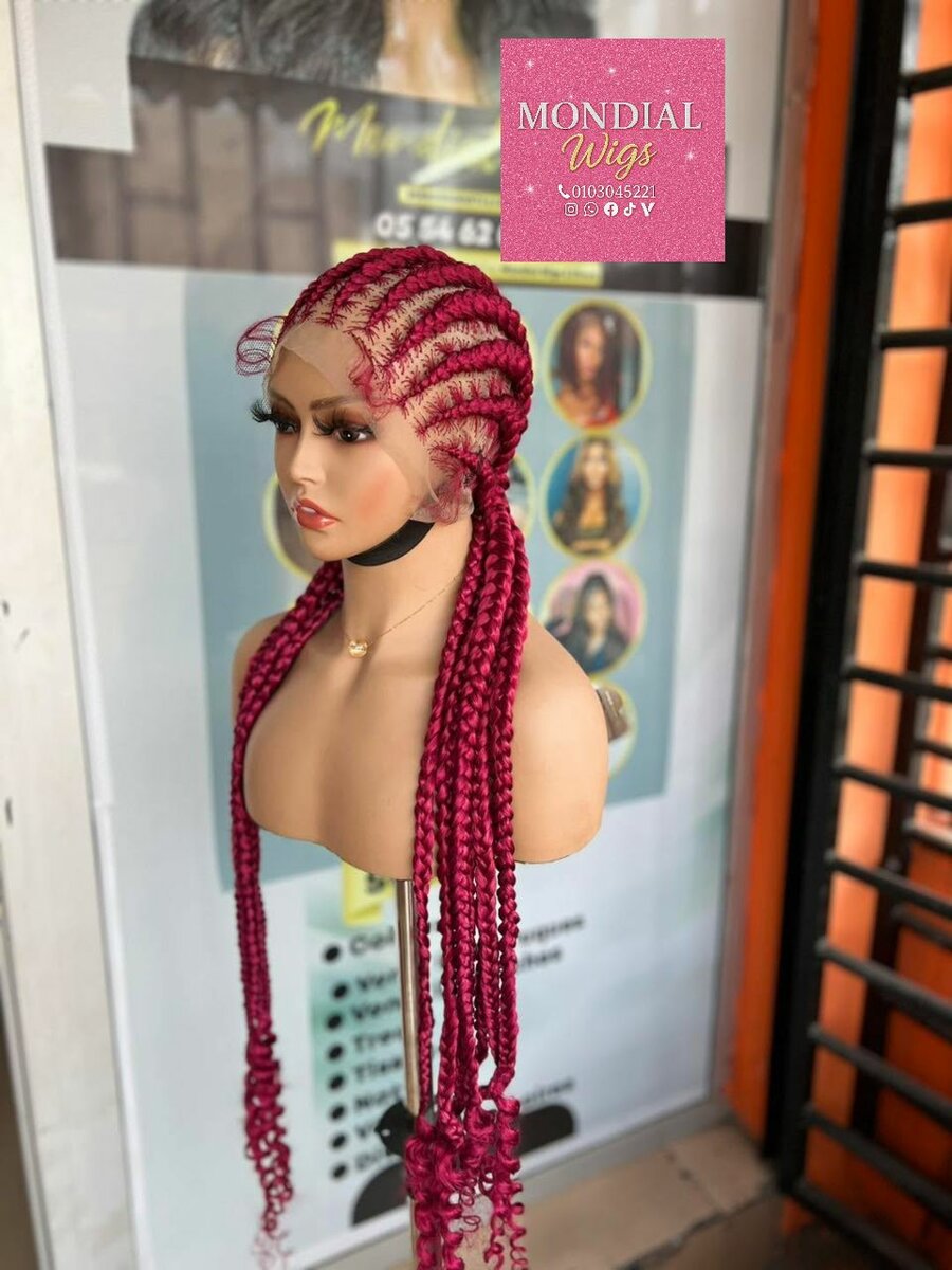 Perruque Tressée Rose Élégante