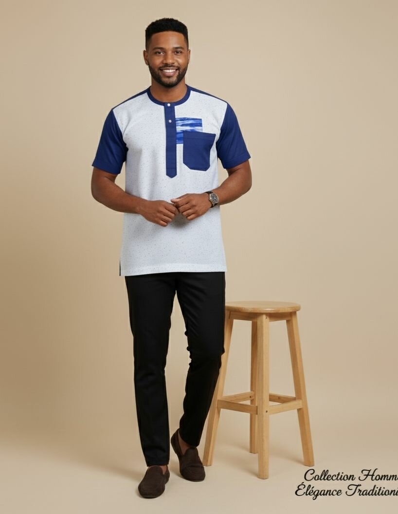 Chemise à col rond homme