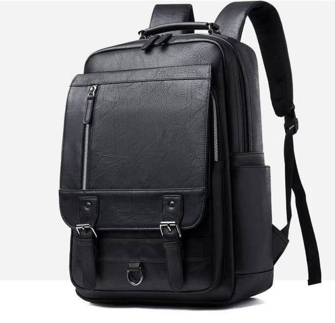 Sac à dos en cuir noir élégant