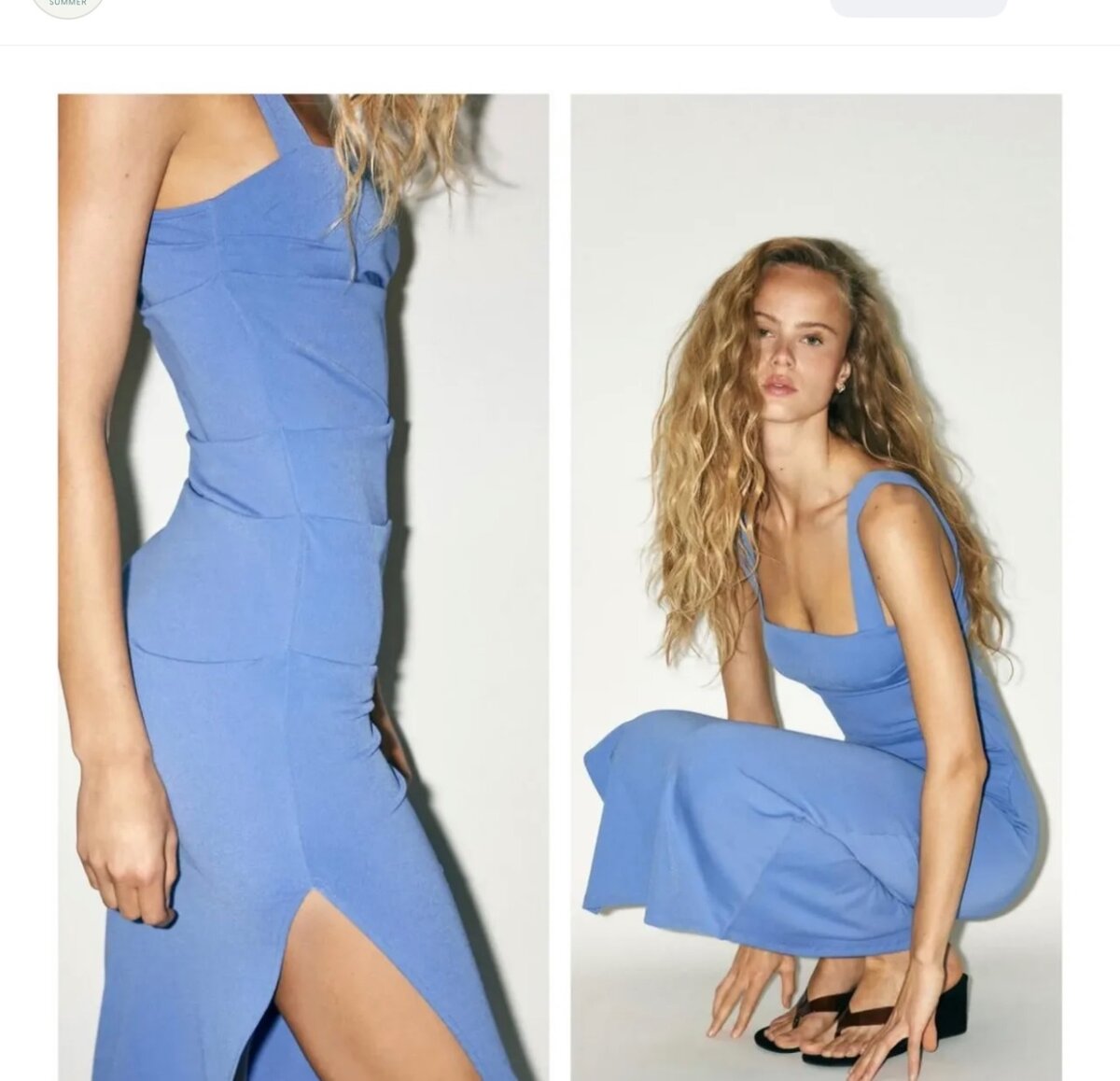 Élégante robe bleue fendue