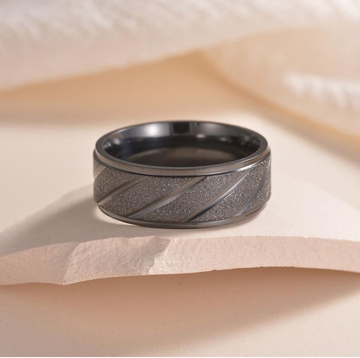 Bague Homme Noir 8mm