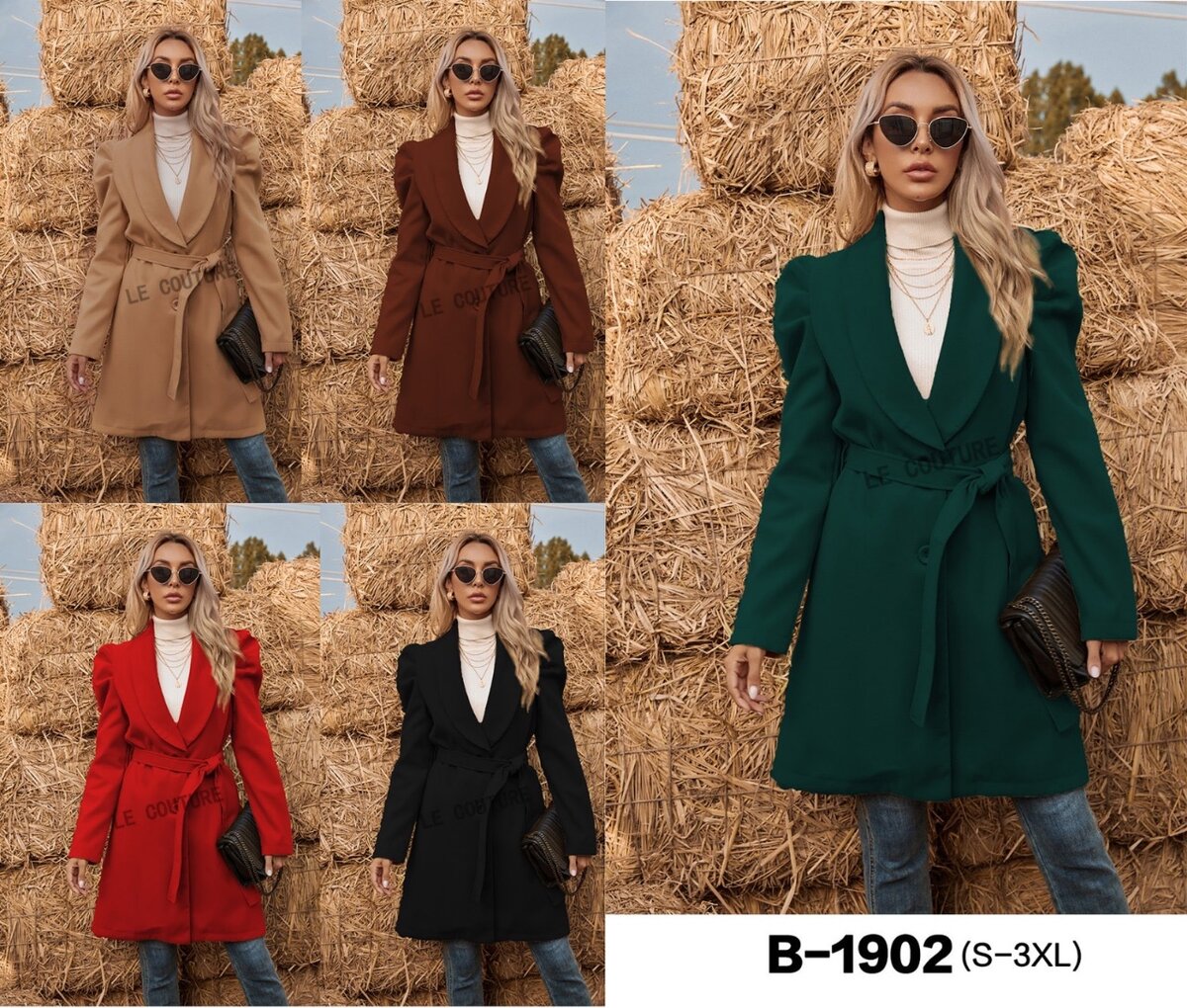 Coats 200, two piece in orange 100, pink dress 100