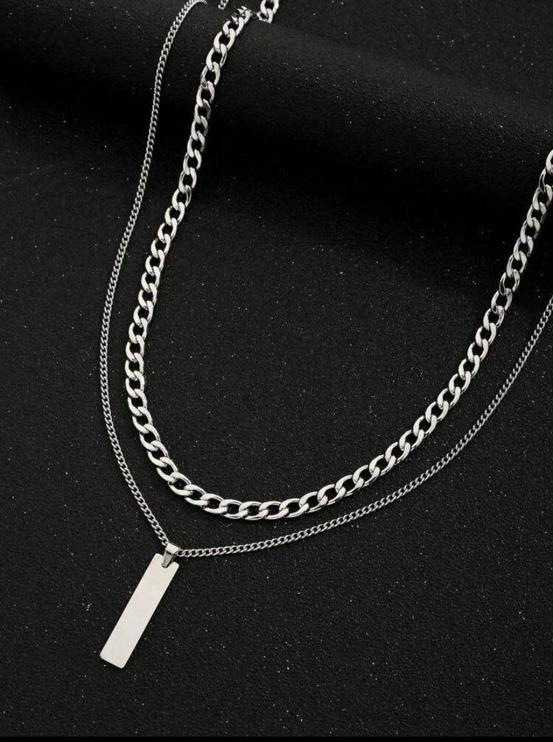 Collier Argent Superposé Élégant