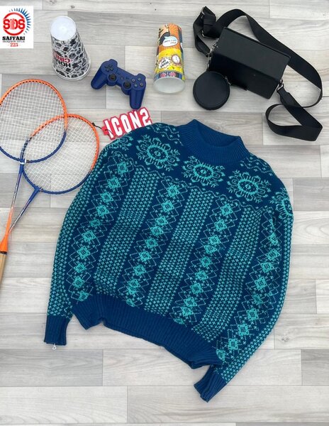 Pull bleu motif nordique