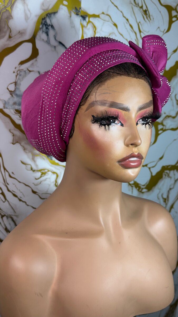 Turban rose avec nœud chic