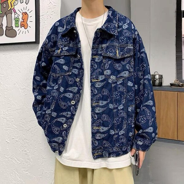 Veste en jean imprimée tendance