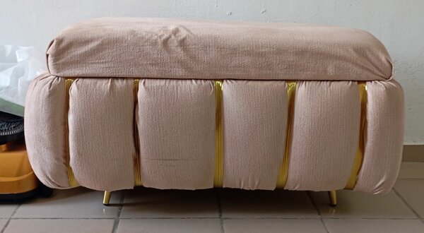 Pouf Rangement Élegant Beige