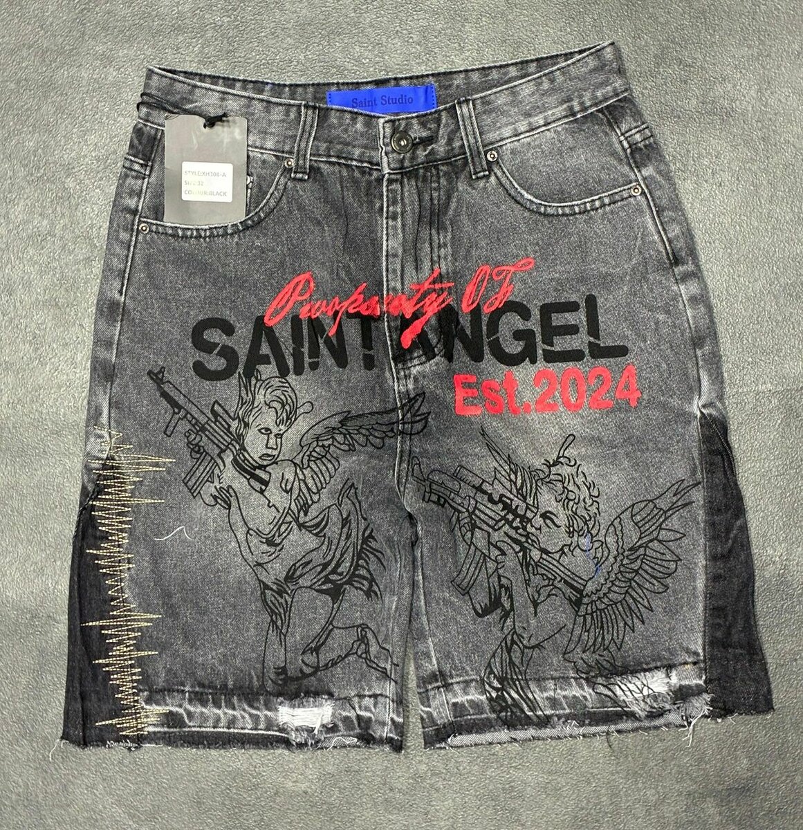 Shorts en jean imprimés hommes