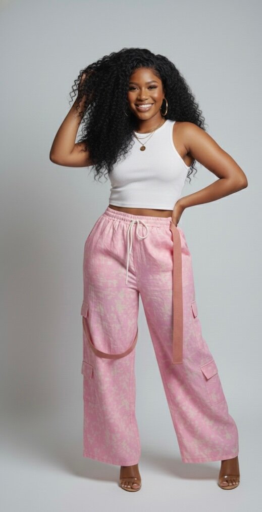 Pantalon cargo rose élégant