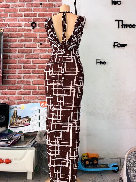 Combinaison marron imprimé