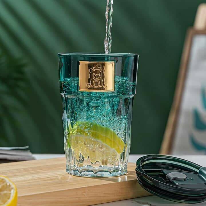 Mug raffiné en verre massif avec paille 420ml