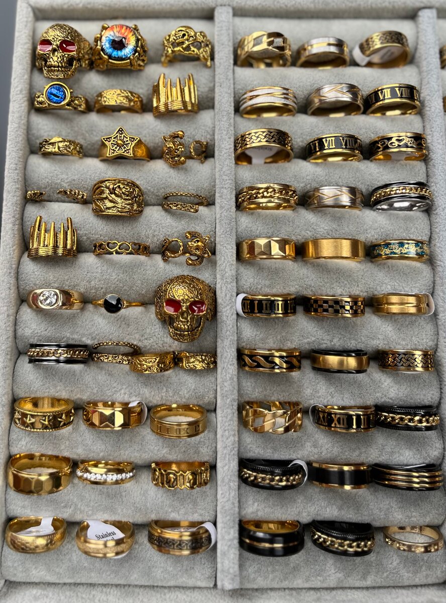 Bagues en acier inoxydable doré