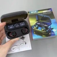 M10 TWS Airpods _ with Super Sound & High Quality Touch Sensors True Stereo Headphones with Built in Mic 10m Transmission Bluetooth Wireless Earbuds , Charging Case Sport Headset for all Bluetooth Smart devices.