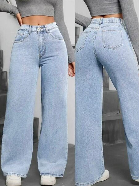 Jeans larges taille haute
