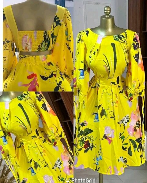 Robe fleurie jaune élégante