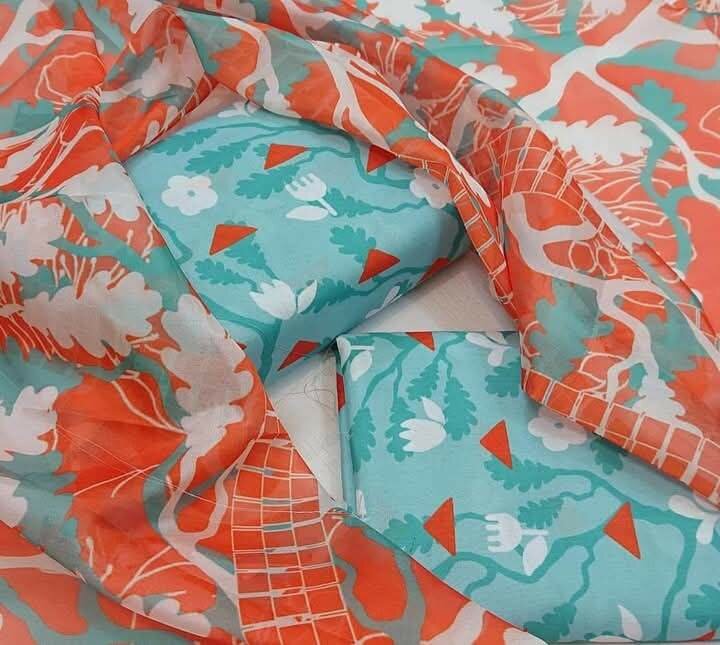 Printed lawn suit