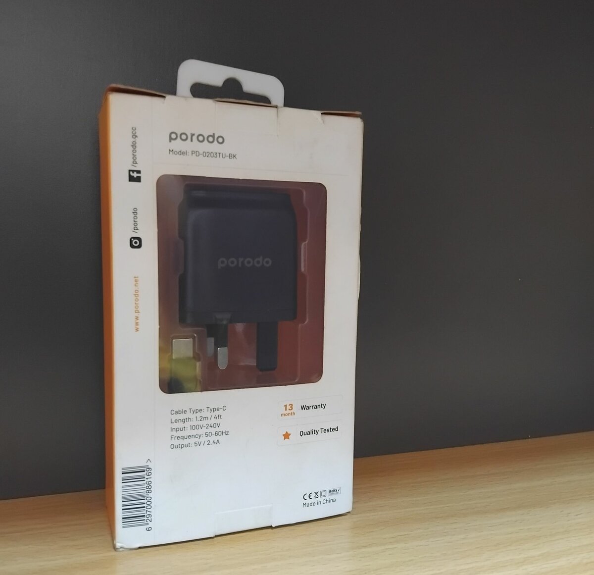 Porodo Dual USB-A Wall Charger 2.4A