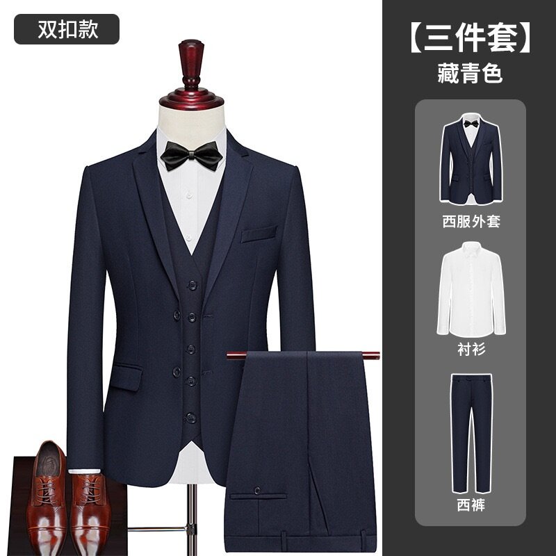 Mens Black Slim Fit Suit+ Trousers + Shirt-3 Piece Set