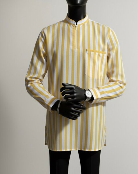 Chemise rayée jaune homme