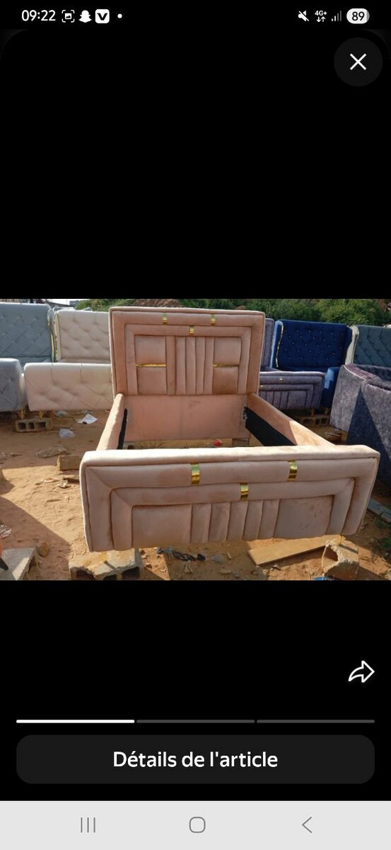 Lit Capitonné en Velours