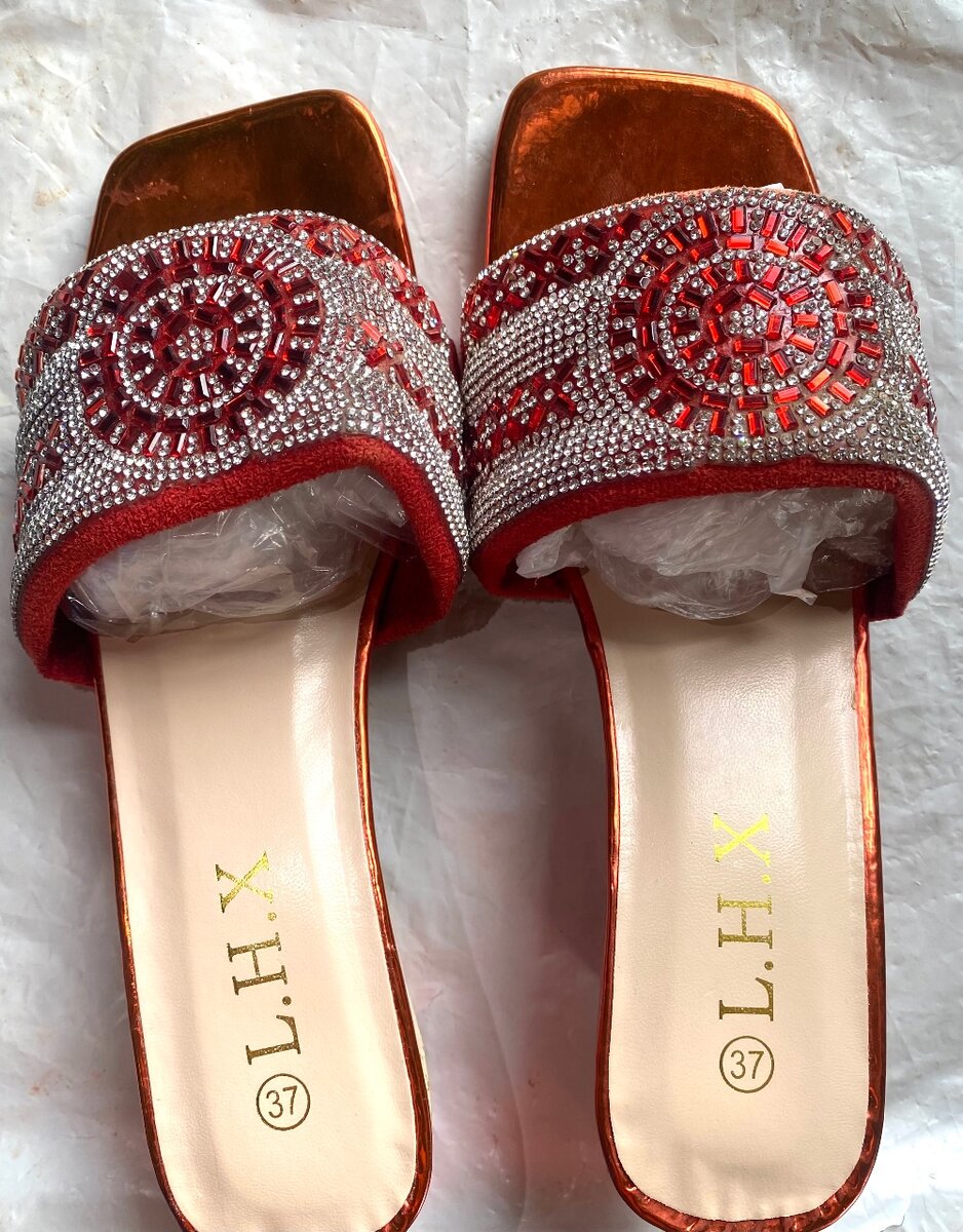 Mules femmes rouge strass