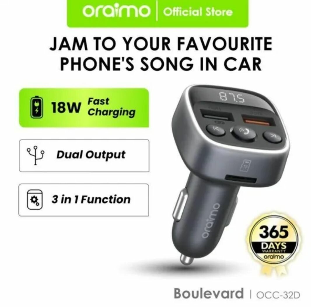 Chargeur voiture oraimo Charge Rapide - Appel Et Musique