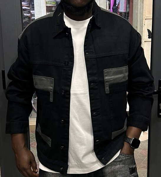 Veste en jean noir homme