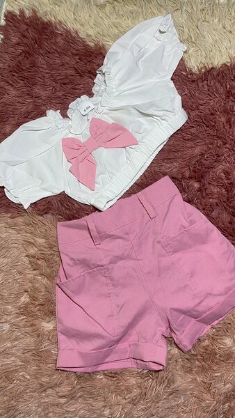 culotte rose + haut sauté blan