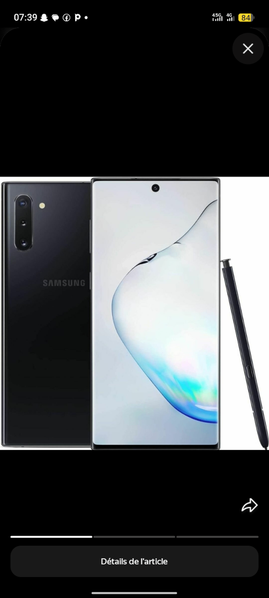 Samsung Galaxy Note10 Noir