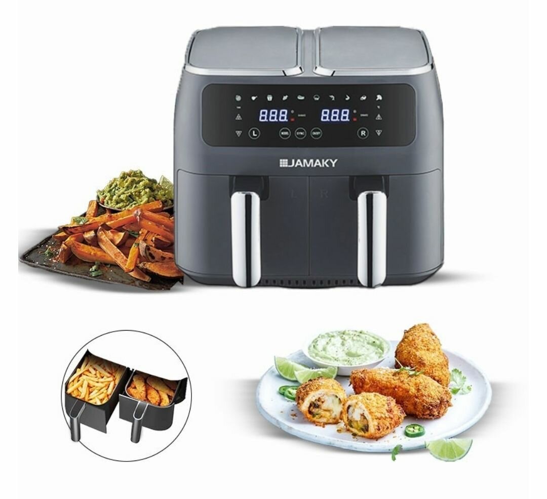 DUAL BASKET DIGITAL AIR FRYER TWO INDEPENDENT 5L BASKETS JMK