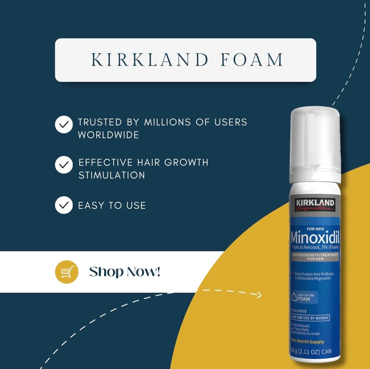 Kirkland minoxidil aerosol (Kirkland foam ) one month supply