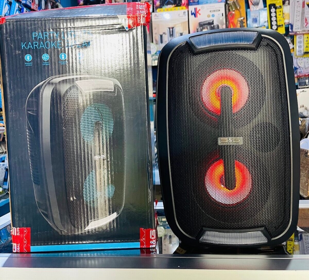 Enceinte Bluetooth Karaoke Lumineuse Noire