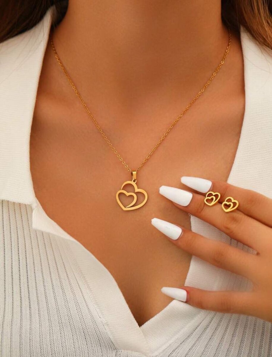 Double Heart Jewelry Set.