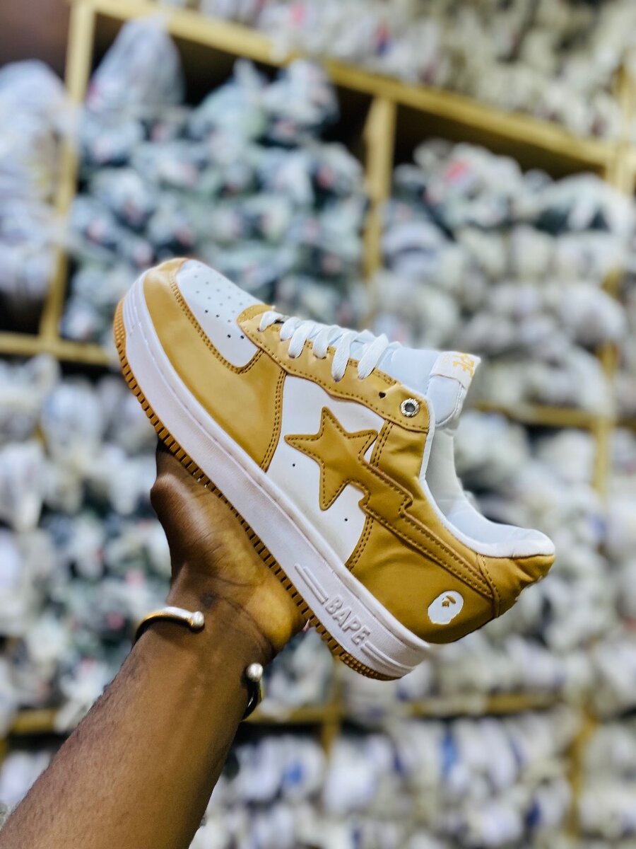 Baskets tendance en cuir jaune