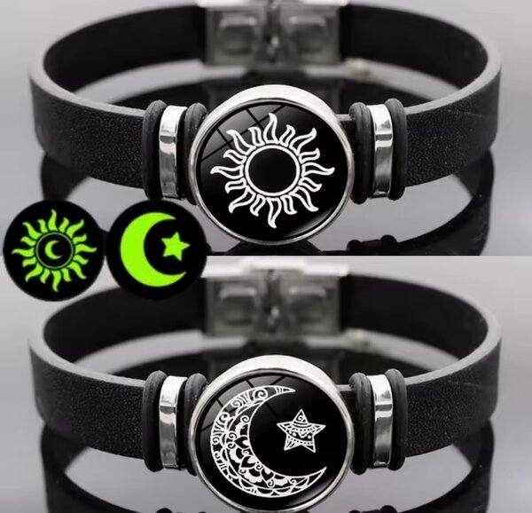 Bracelet cuir lune étoile