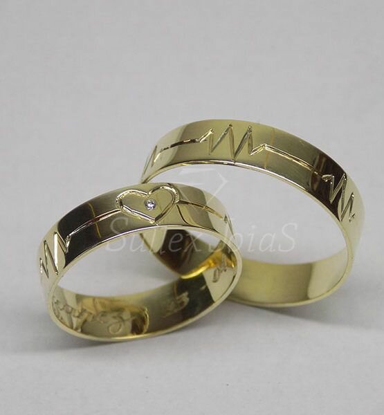 Bagues Couple Ondes Cardiaques