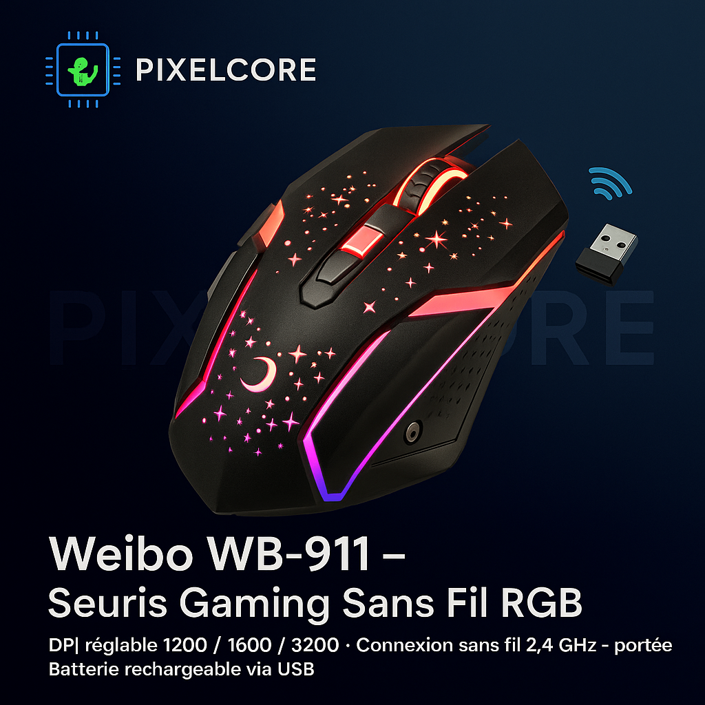 Souris Gaming RGB Sans Fil