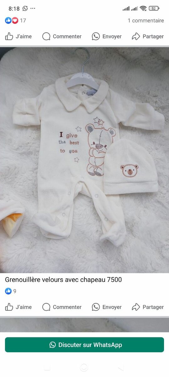 Grenouillère douce avec bonnet