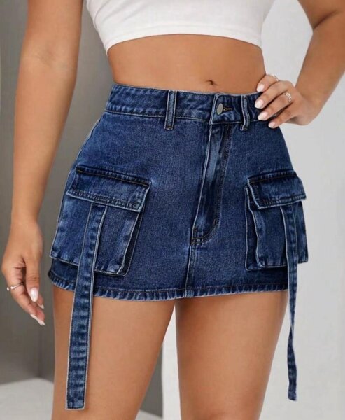 Jupe en jean utilitaire tendance