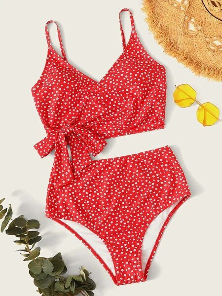 Maillot Bikini Rouge à Pois